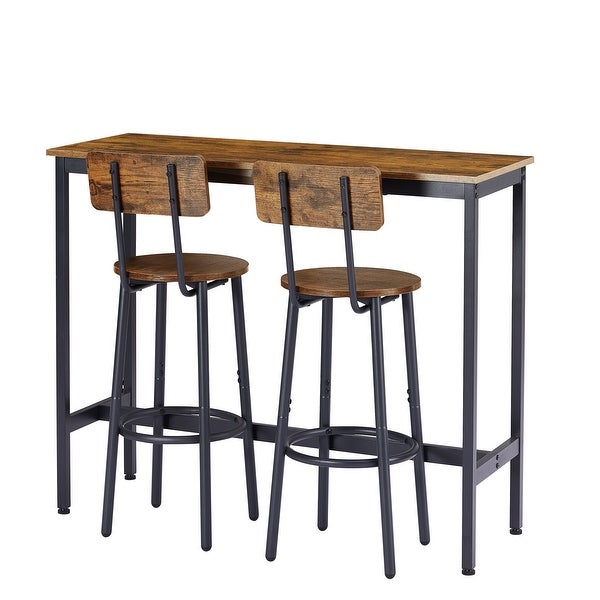 3pcs Industrial Style Bar Table Set with 2 Bar Stools