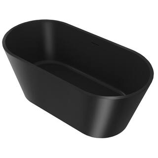 AKDY 66.9 in. Fiberglass Flatbottom Freestanding Bathtub in Solid Matte Black Inside and Outside BT0600-3