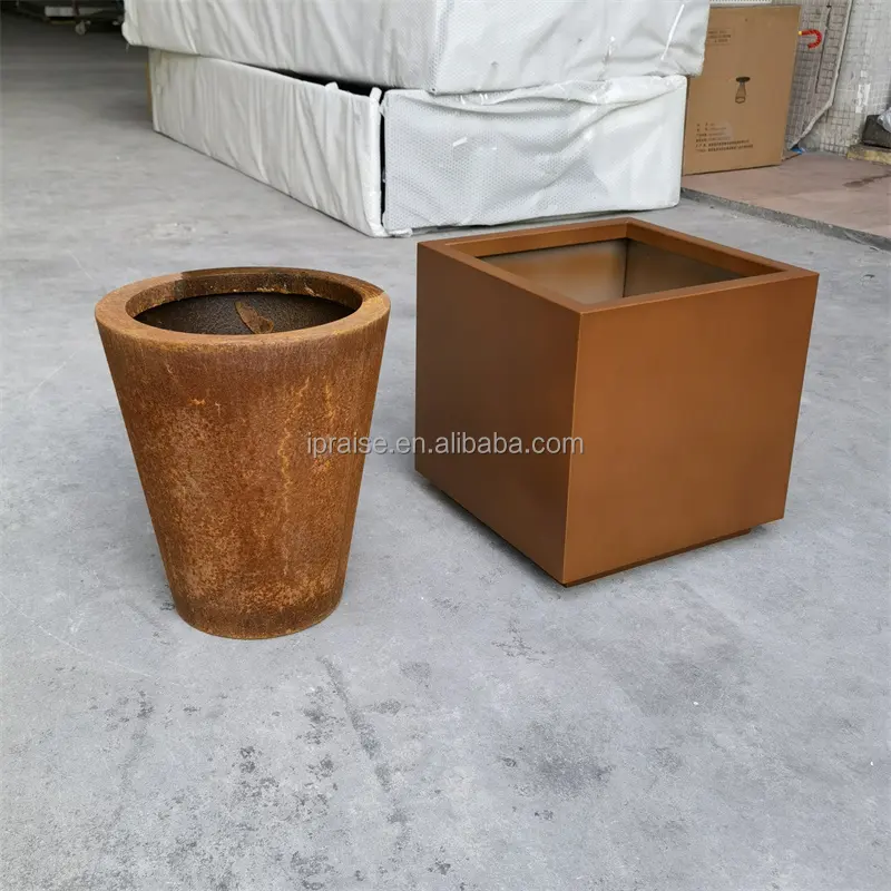 Garden Supplies Modern Luxury Indoor Steel Tall Gold Large flower pot decorative outdoor plant pots