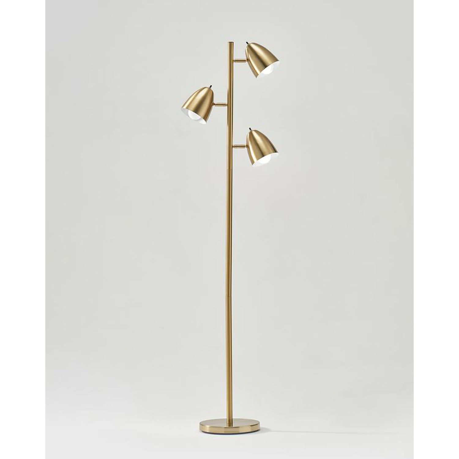 Jacob 64 in. Bronze Tree LED Floor Lamp with 3 Adjustable Lights, Brass