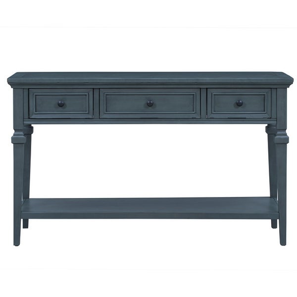 Classic Retro Style Console Table with 3 Top Drawers and Bottom Shelf