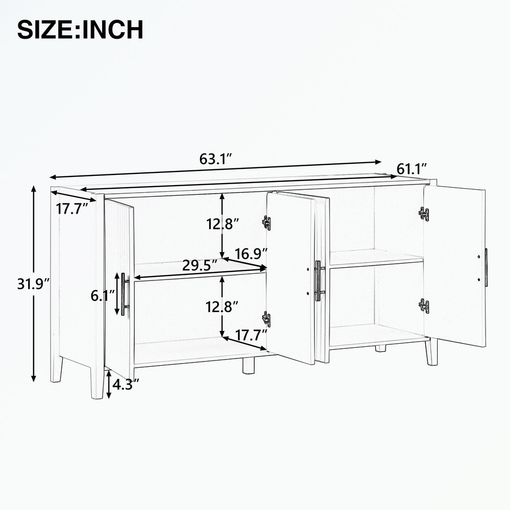 Storage Cabinet Sideboard Wooden Cabinet with Metal Handles