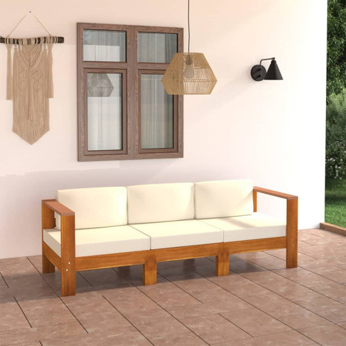 vidaXL Patio Lounge Set 10 Piece Sofa with Dark Gray Cushions Acacia Wood   Transitional   Outdoor Dining Sets   by vidaXL LLC  Houzz