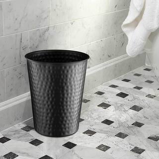 Monarch Abode Monarch Hand Hammered Metal Waste Basket in Matte Black 19128