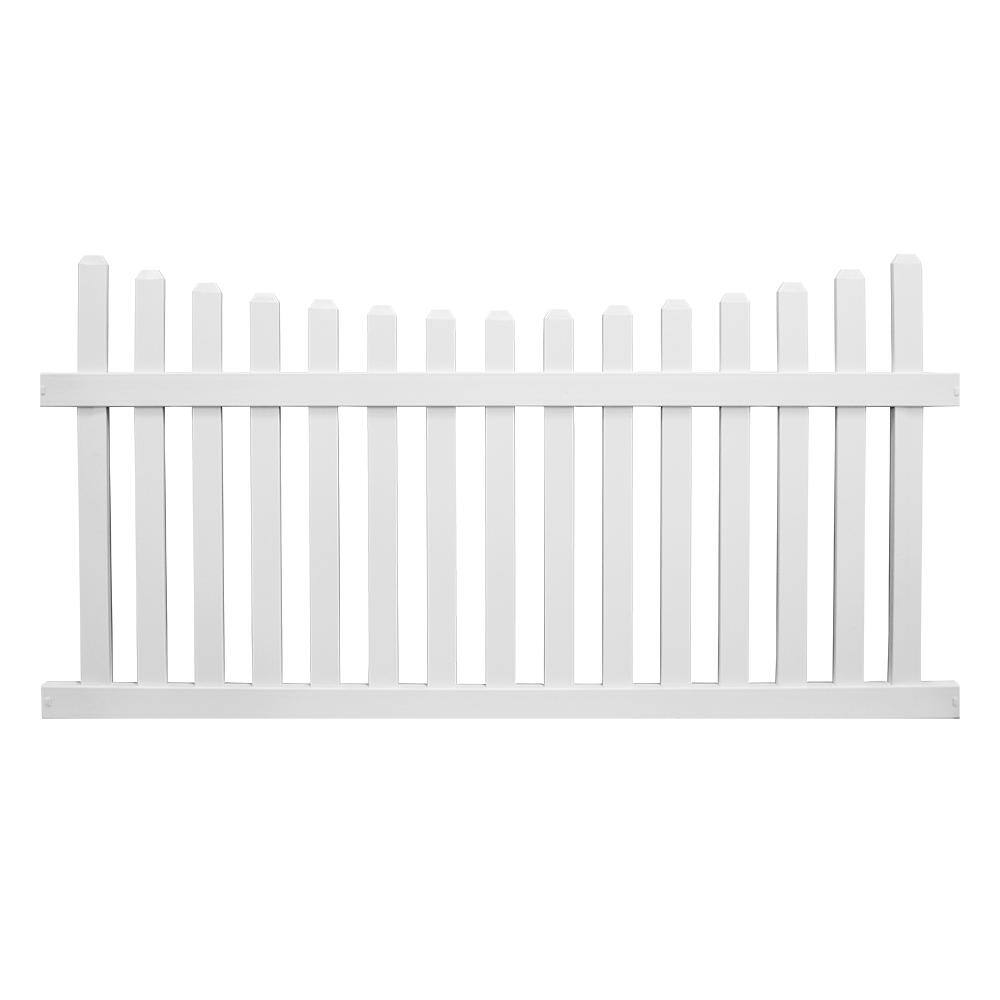 Weatherables Ellington 4 ft. H x 8 ft. W White Vinyl Picket Fence Panel Kit PWPI-3SC-4X8