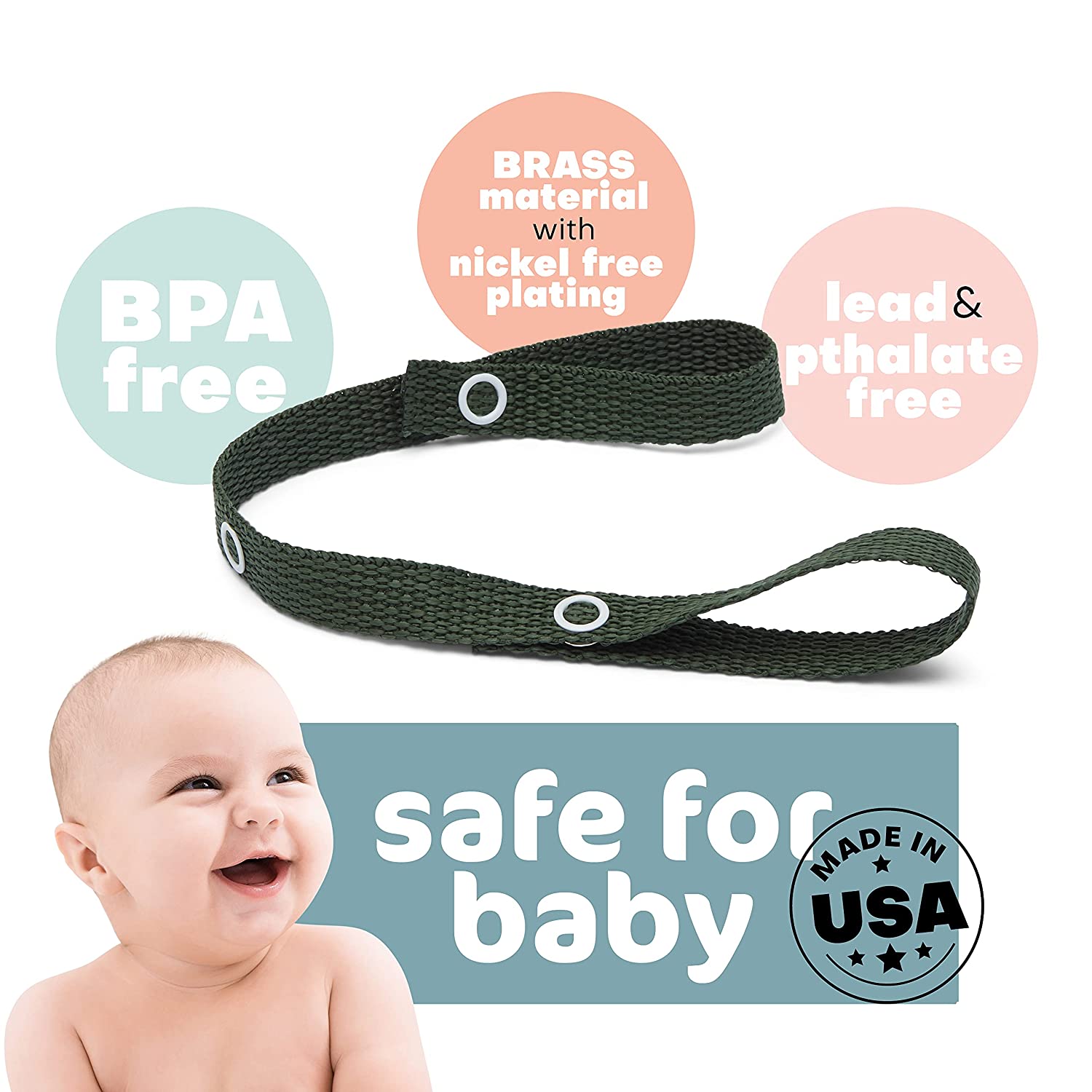 Baby Buddy Secure-A-Toy, Safety Strap Secures Toys, Teether, or Pacifier to Stroller, Highchair, Car Seat, Royal-Orange