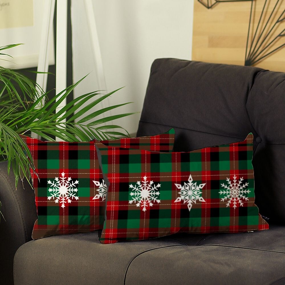 Christmas Snowflakes Lumbar Printed Pillow Covers (Set of 2)