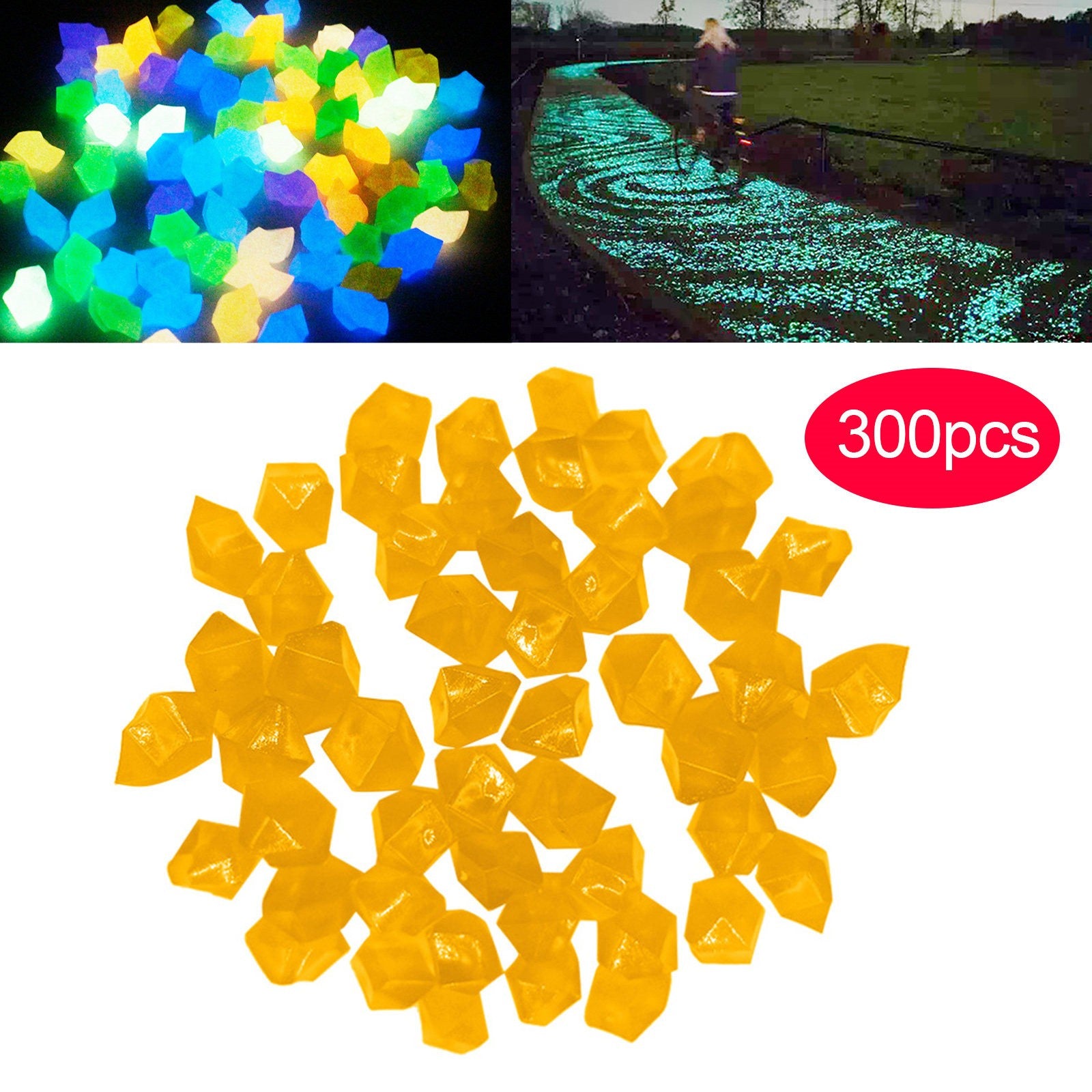 Toyfunny 300 pcs Garden Decoration Glow In The Dark Luminous Pebbles Stones Wedding