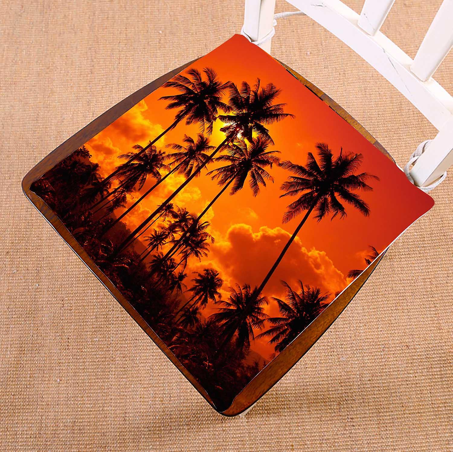 Coconut Palms Sand Beach Tropic Sunset Thailand Beach Chair Pads Chair Mat Seat Cushion Chair Cushion Floor Cushion 40x40 Cm