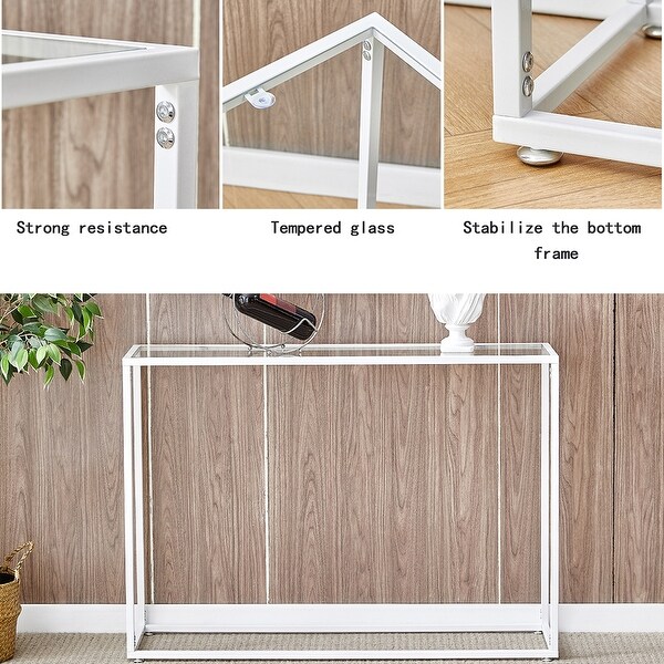 Modern Multifunctional Tempered Glass Tabletop Console Table