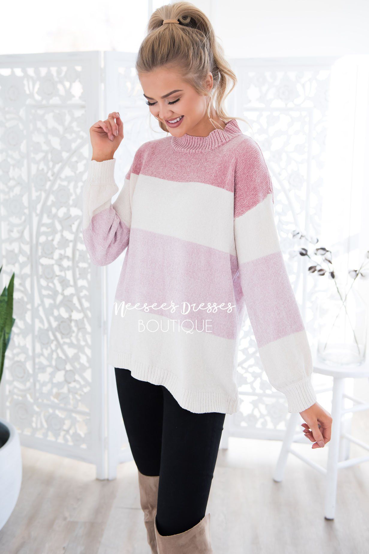 Blush Beauty Color-Block Sweater