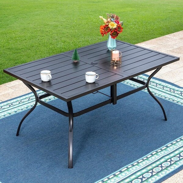 Outdoor 5/7Piece Patio Dining Set，7positon Reclining Folding Sling Chair and ECoating Metal Steel Table