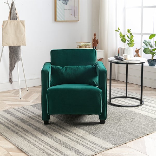 Modern Velvet Open Back Upholstered Armchair Accent Chair with Pillow - 26