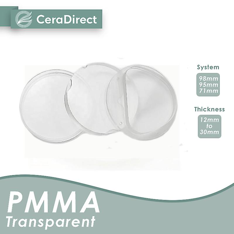 Born Pretty Ceradirect Transparent Pmma Block Amann(71mm)-13mm/16mm/20mm (5pieces)for Dental Lab Cad/cam