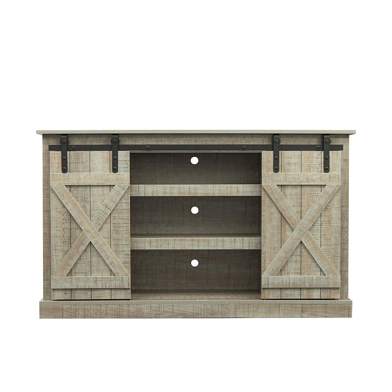 FC Design Farmhouse Sliding Barn Door TV Stand