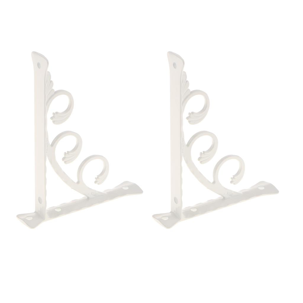 Decorative Wall Shelf Brackets, 2 Pack Heavy Duty Corner Shelf Supporter for Bookshelves, Bedroom/Kitchen/Office Shelves, Metal Brackets (White) , 12x15cm