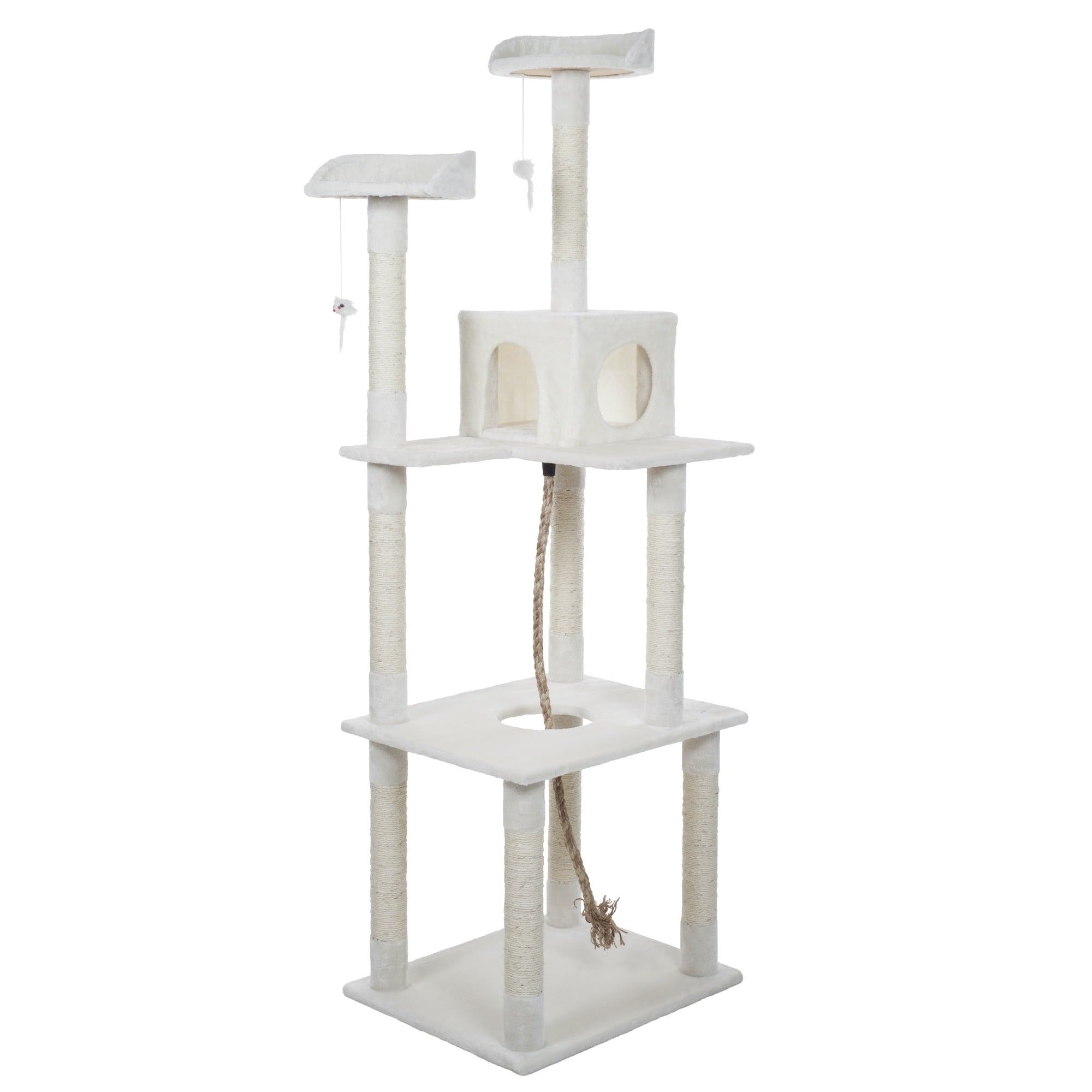 PETMAKER Sleep and Play Cat Tree - 6 ft tall - Ivory