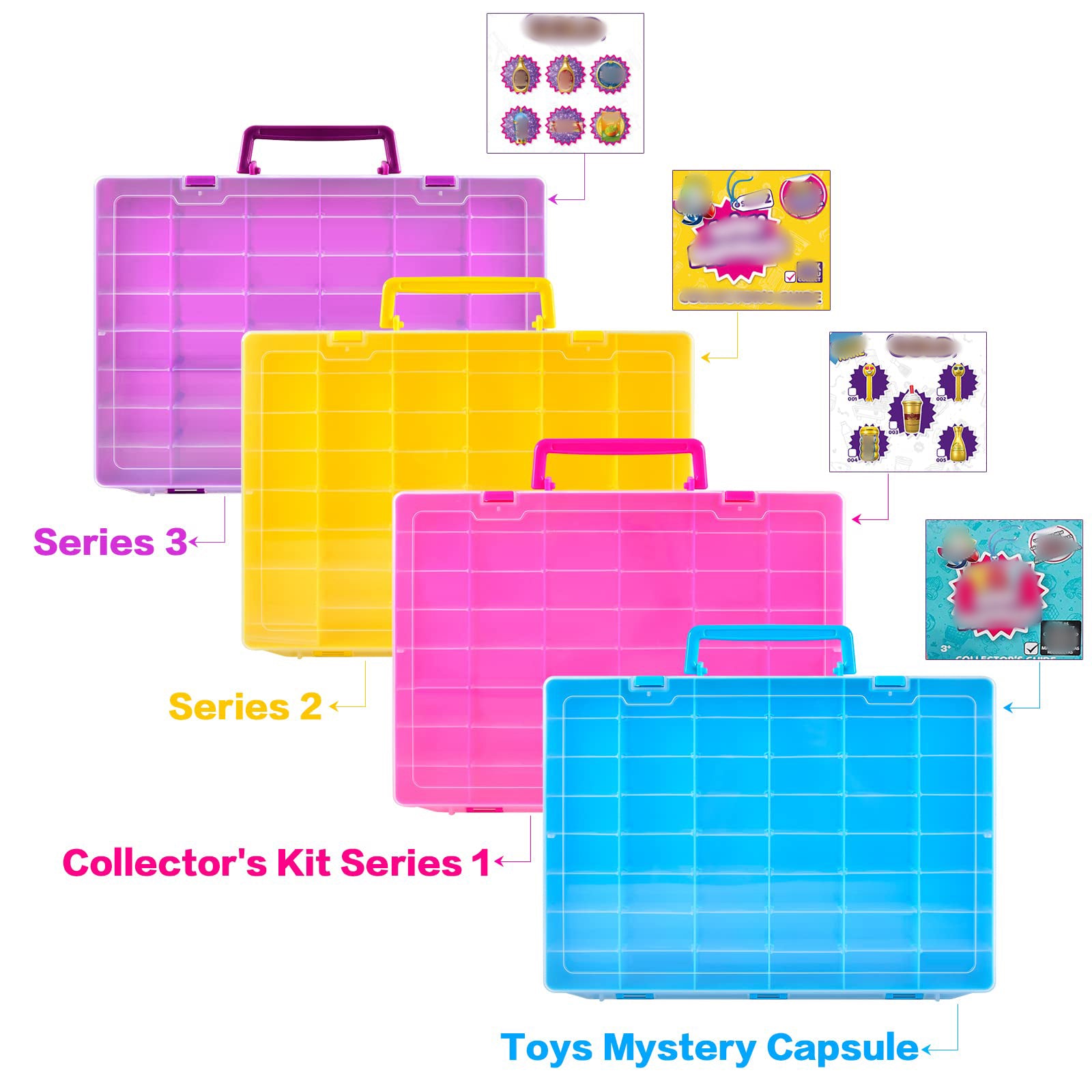 Case for Mini Brands Toys Series 1 2 3 Mystery Capsule Real Miniature Collectible Kit， Toy Storage Organizer Holder for Mini Mart Collection (Box Only) Purple