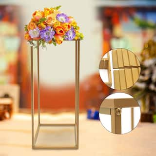 YIYIBYUS 31.5 in. Tall IndoorOutdoor Floor Vase Metal Column Flower Stand Gold (10-Piece) OT-ZJGJ-5287