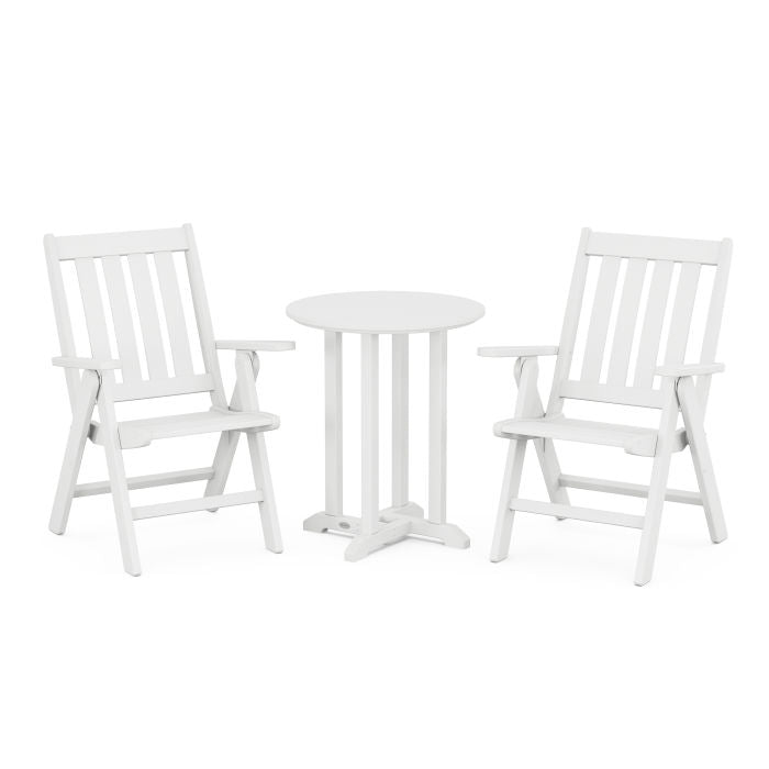 Polywood Vineyard Folding Chair 3-Piece Round Dining Set PWS1319-1