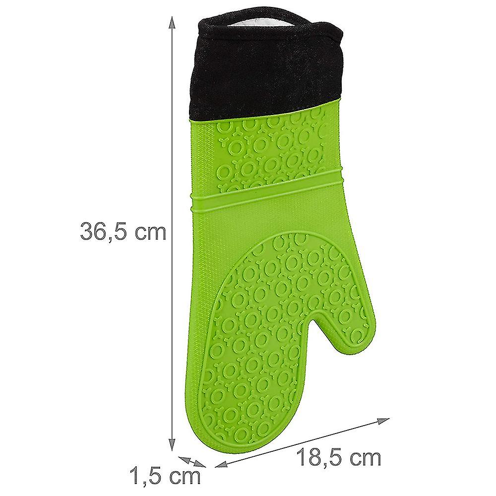 1 Pair Soft Non-slip Oven Gloves， Heat Resistant 500 -green