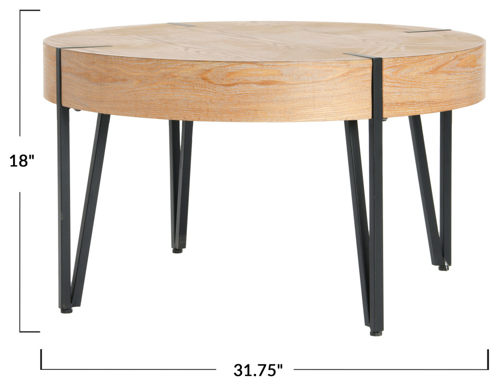 Wood Round Coffee Table   Industrial   Coffee Tables   by Creative Co op  Houzz