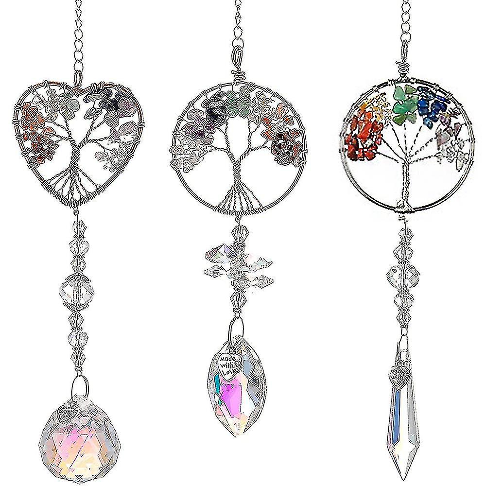 3 Packs Hanging Crystals - Crystal Pendant Rainbow Crystal Ornament Crystal Ball Prism Chakra Crystals For Window， Garden， Home Decoration