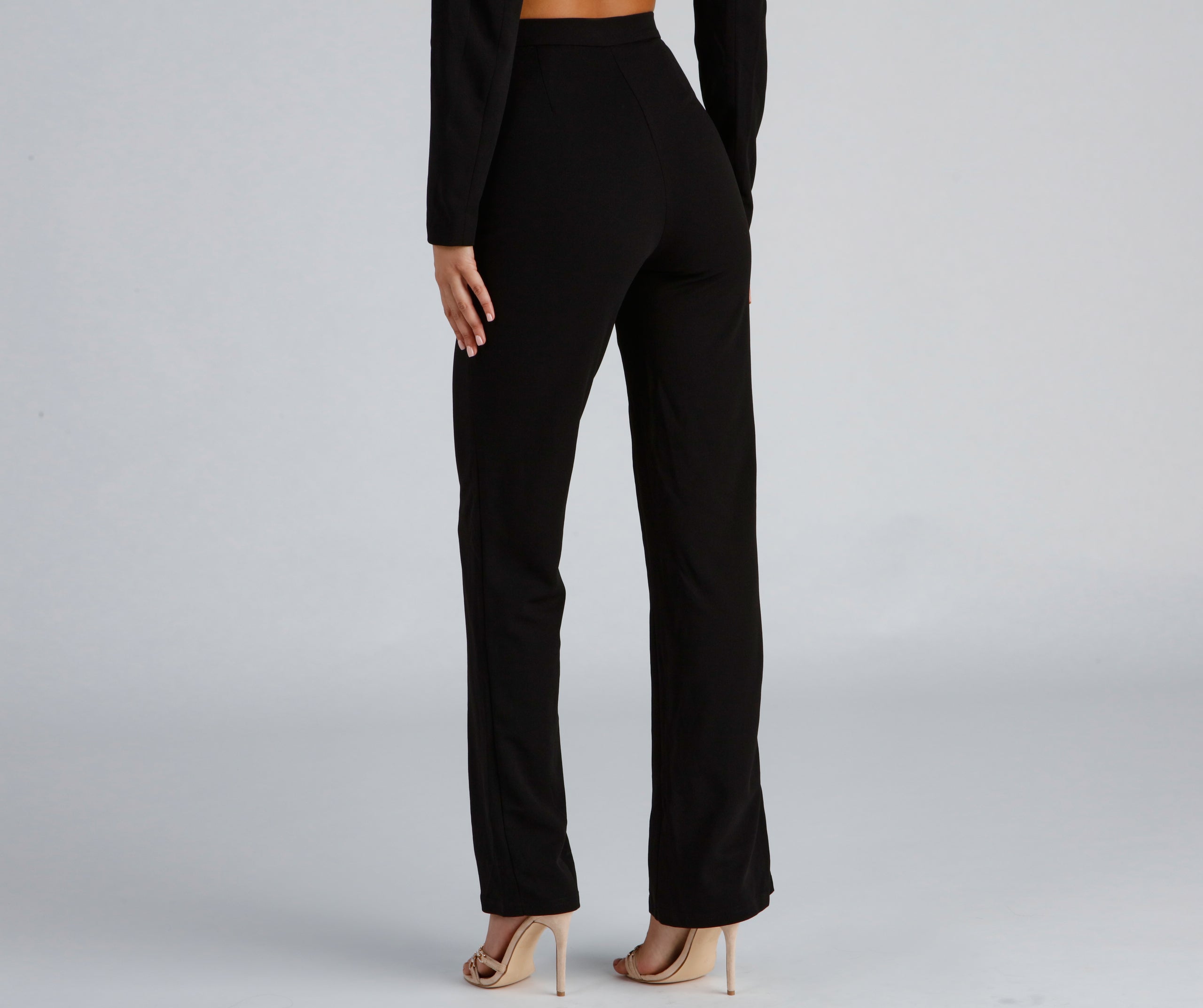 High Waist Flared Crepe Pants