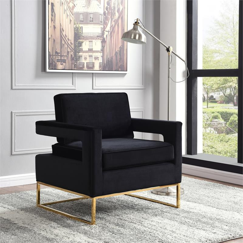 Home Square 2 Piece Velvet Accent Chair Set with Gold Iron Base in Cream   Contemporary   Armchairs And Accent Chairs   by Homesquare  Houzz