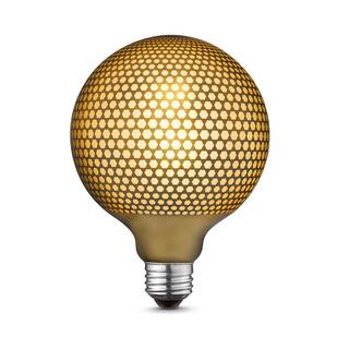 Globe Electric Moderna 40-Watt Equivalent E26 Base G40 Shape Luxury Oversized Frosted LED Filament Light Bulb Copper Hexagon Design 35042