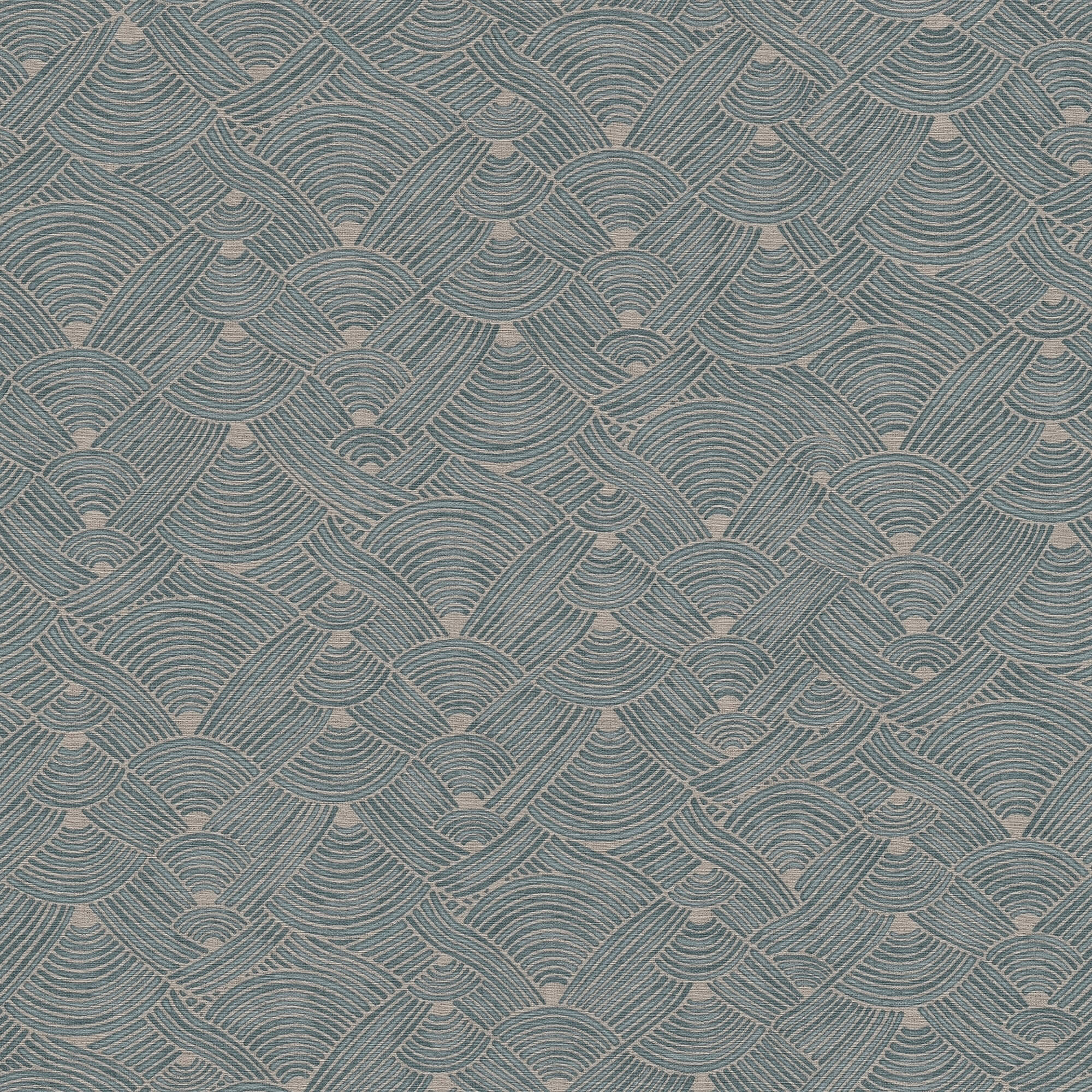 Geo Swirl Motif Wallpaper in Beige/Turqouise