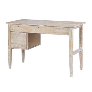 Homy Casa Sydni 45.3 in. Retangle Natural Wood 3 Drawer Writing Desk SYDNI