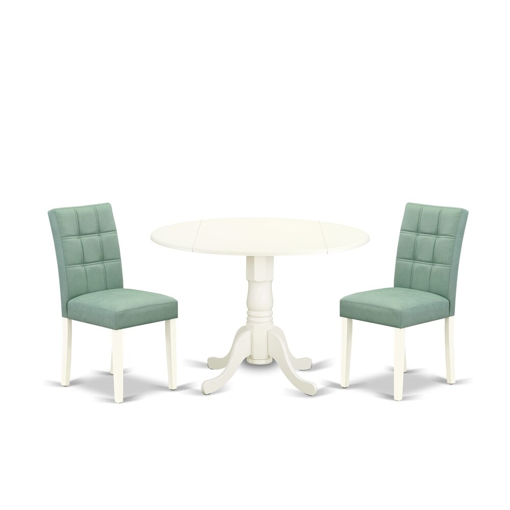 East West Furniture Dining Table Set Contains a Round Kitchen Table and Chairs  Linen White (Pieces Options)