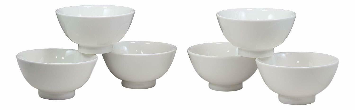 1 Sleek White Double Walled Porcelain Rice Miso Dessert Soup Bowls 10oz 5D Set 6 EBR02