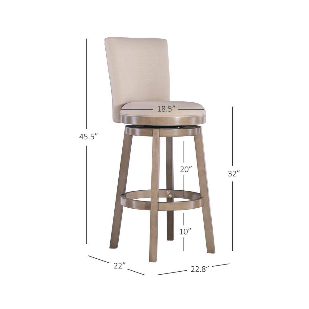 Powell Company Mike 45.5 in. H Big and Tall Rustic Taupe High Back Wood frame Bar Stool HD1732BS21