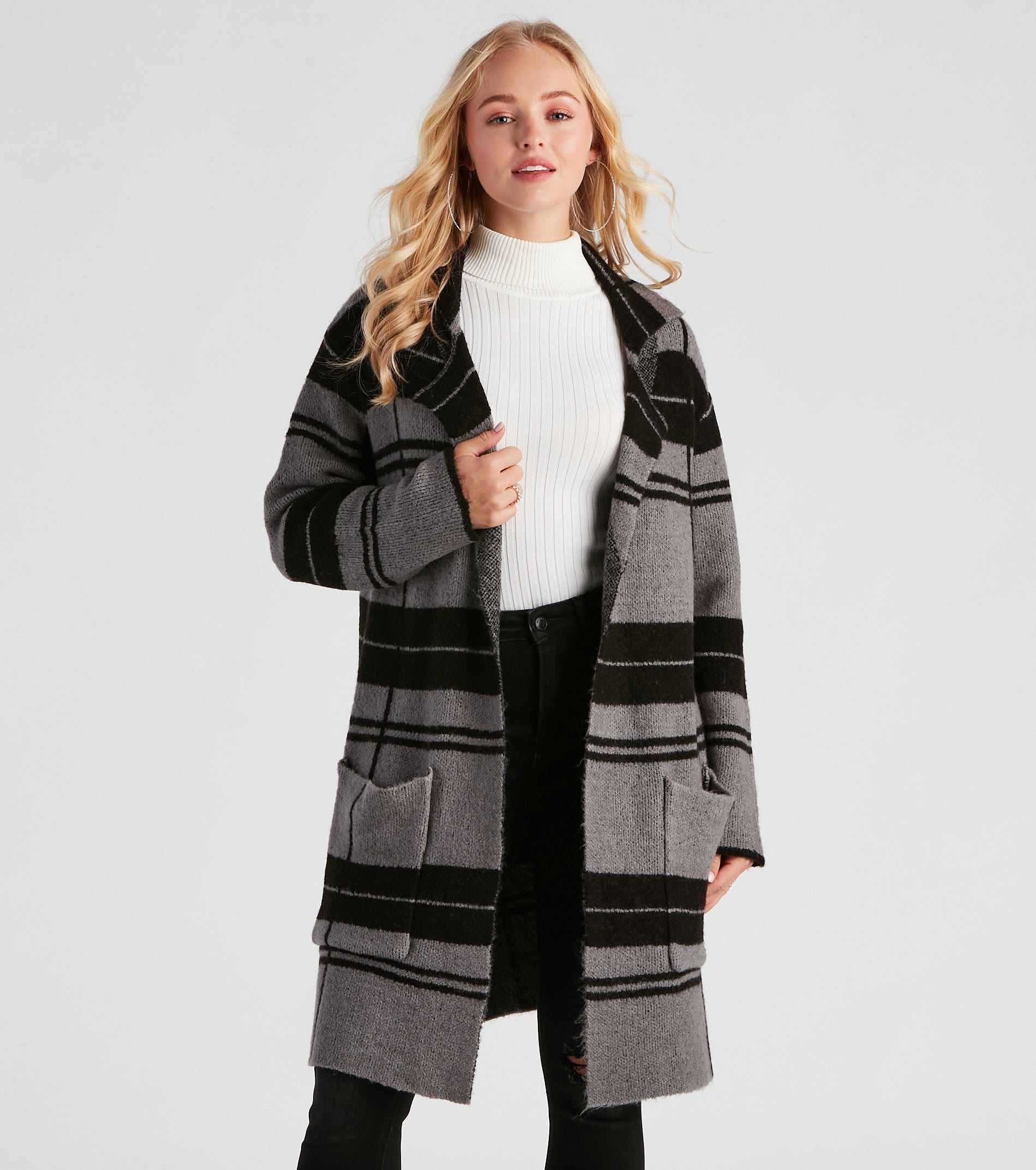 Comfort Zone Plaid Collared Duster