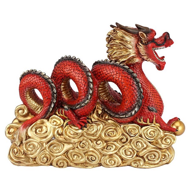 Design Toscano Asian Zen Dragon Garden Welcome Statue Multicolored