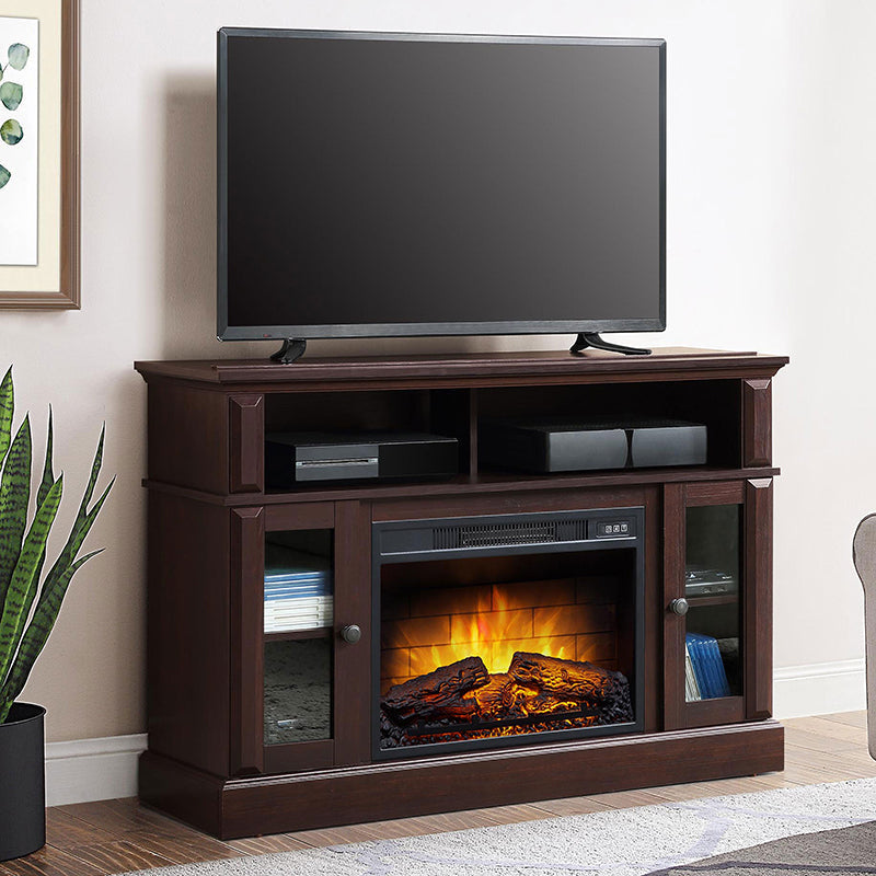 Whalen Barston Media Fireplace Console for TV's up to 55' , Cherry Brown