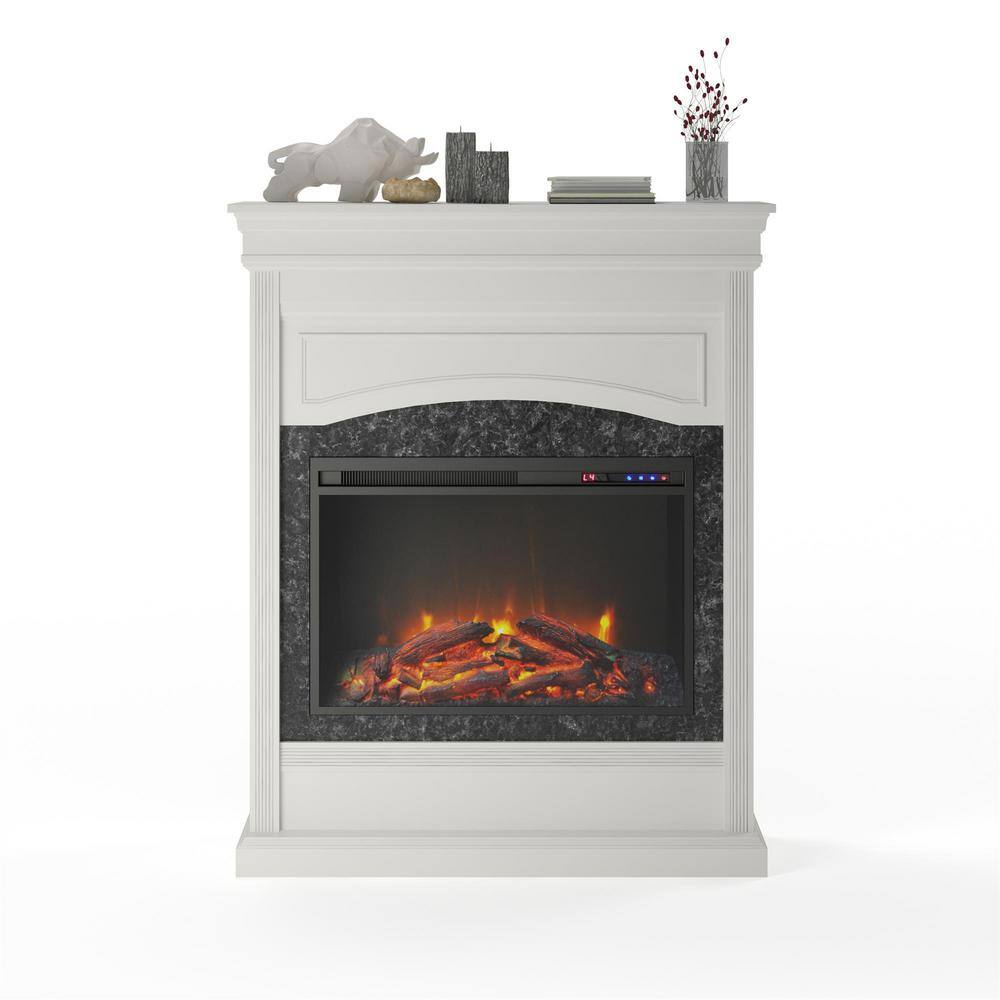 Ameriwood Home Robinside 40.5 in. Electric Freestanding Fireplace in White HD99347