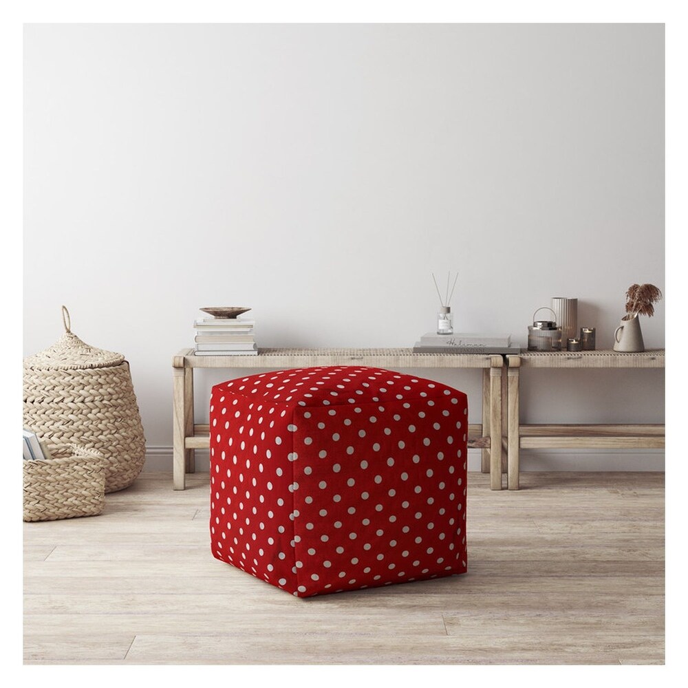 Joita Indoor Retro Polka Square Zipper Pouf Cover Only 17\