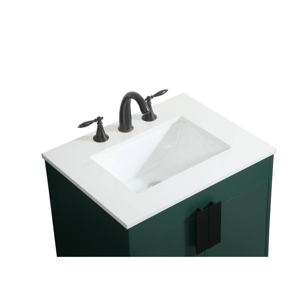 Timeless Home 19 in. W x 24 in. D x 33.5 in. H Bath Vanity in Green with Ivory White Quartz Top TH97648MGN