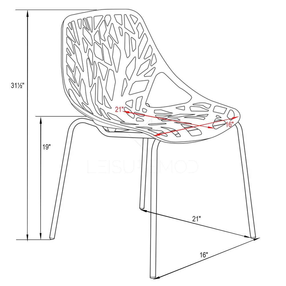 LeisureMod Asbury Stackable Plastic Dining Side Chair Set of 4 by LeisureMod