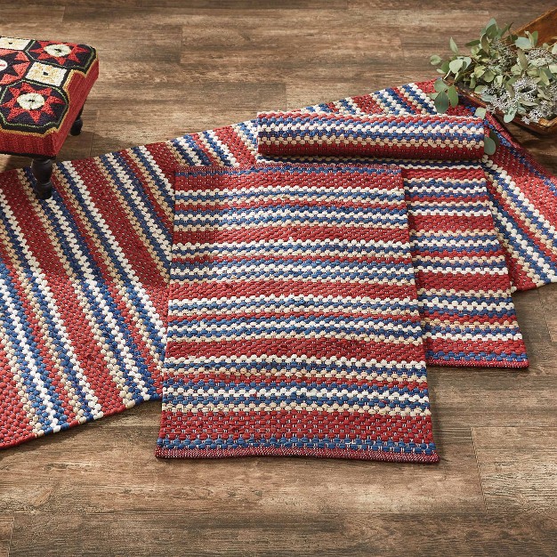 Park Designs Red And Blue Stripe Chindi Rag Rug 2 Ft X 3 Ft