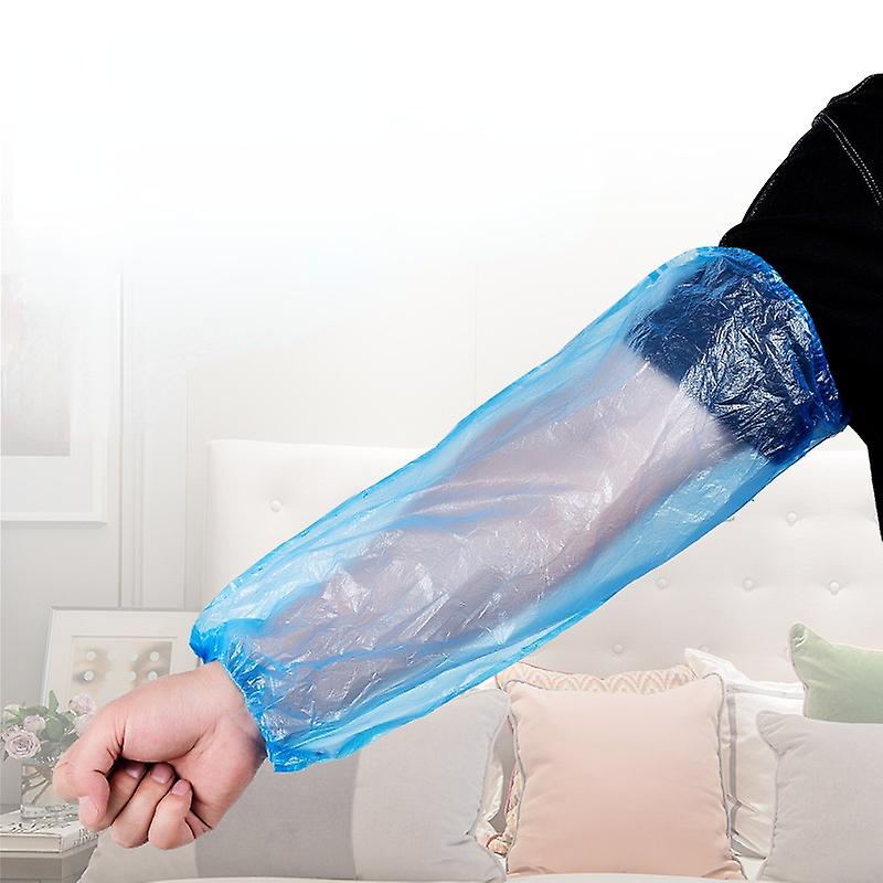 100x Sleeve Disposable White/blue Plastic Arm Sleeve