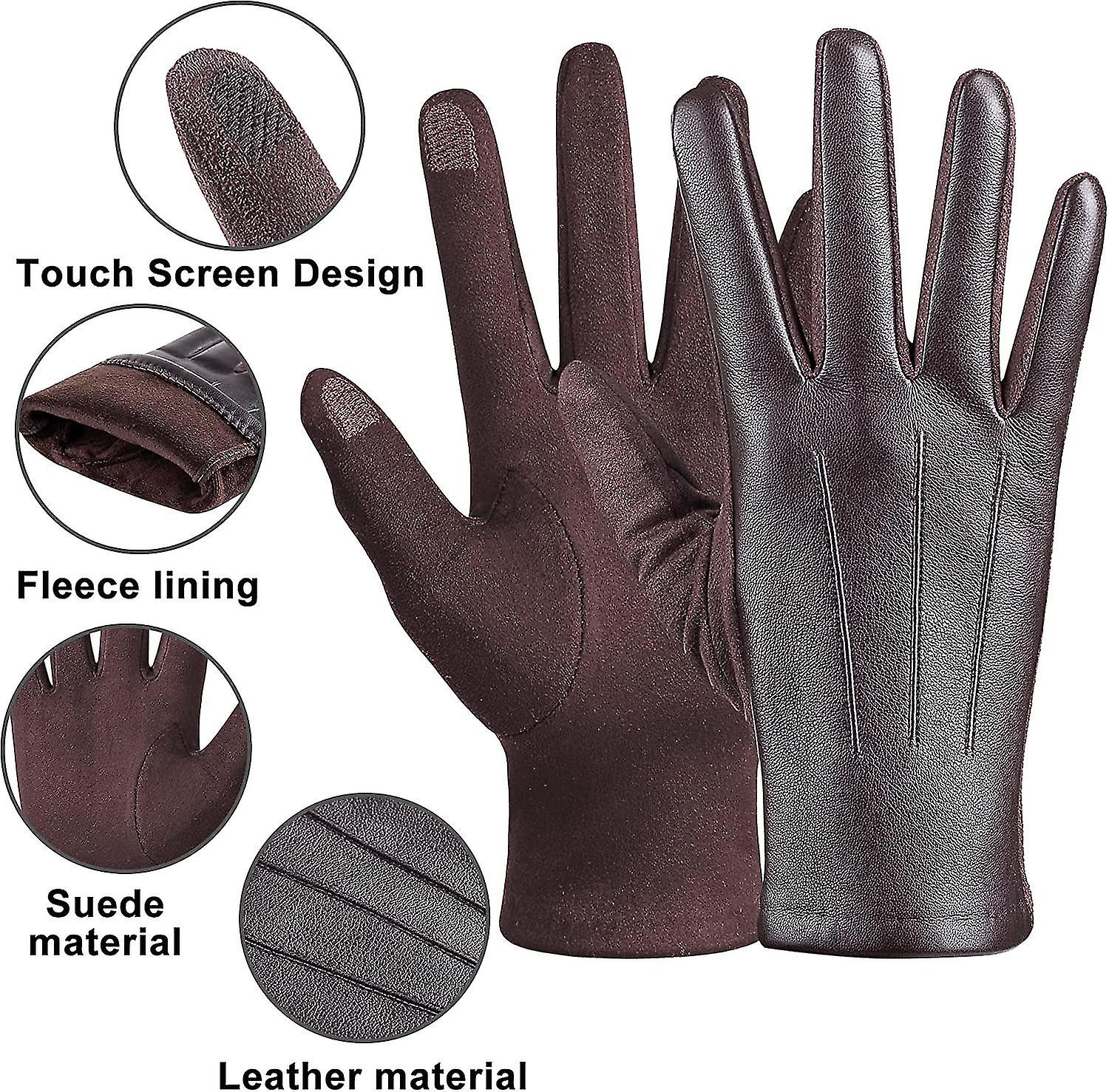 Winter Fashion Leather Gloves For Men. With Touch Screen Texting Finger Wool