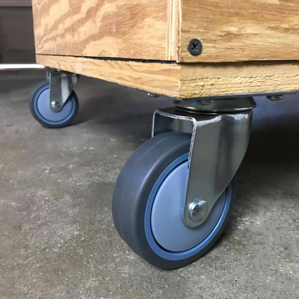 Everbilt 4 in. Gray Rubber Like TPR and Steel Swivel Plate Caster with 250 lb. Load Rating 4033445EB