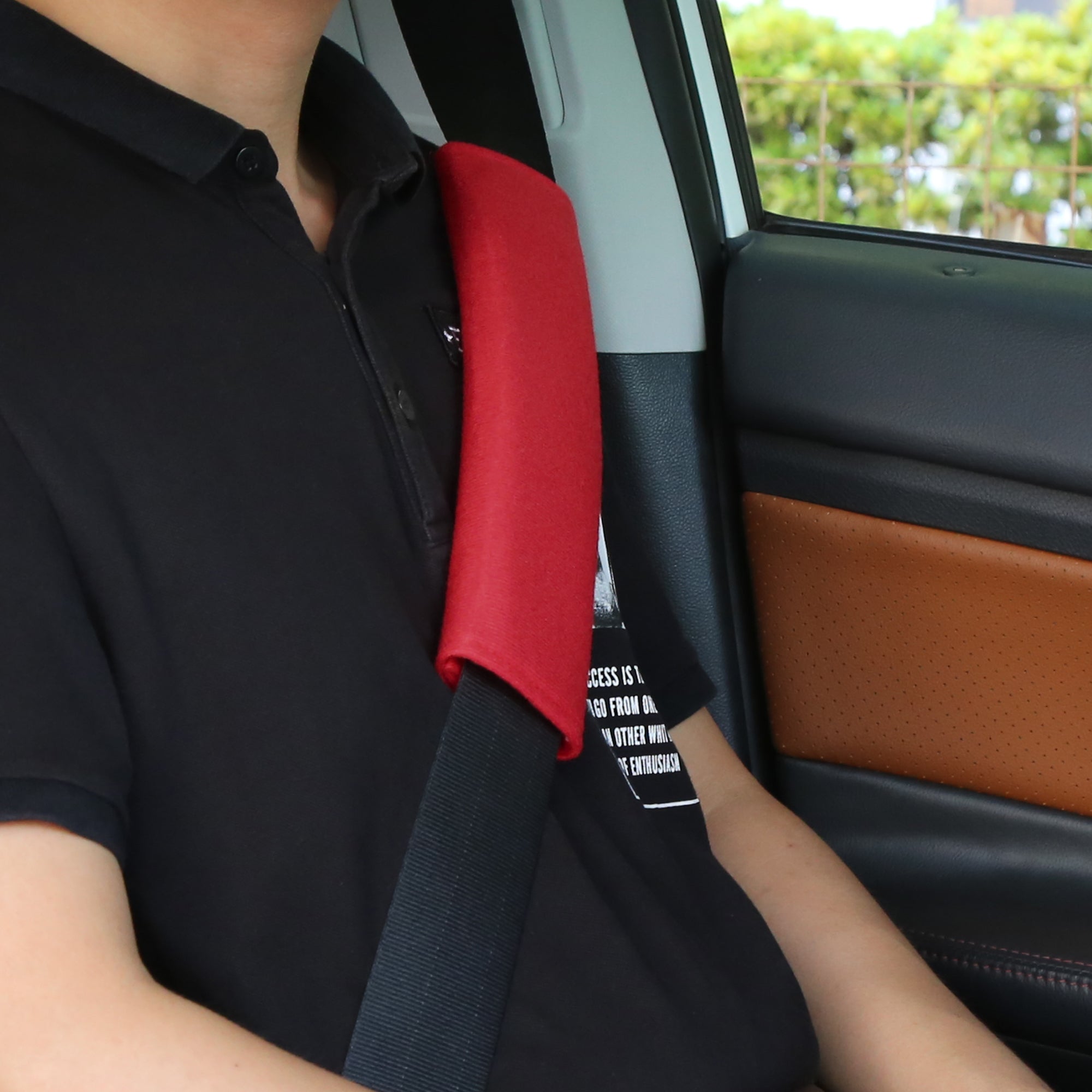 Unique Bargains Universal Red Car Safety Seat Belt Pads Cover with Soft Polyester Fiber Auto Seatbelt Shoulder Pad 4 Pcs