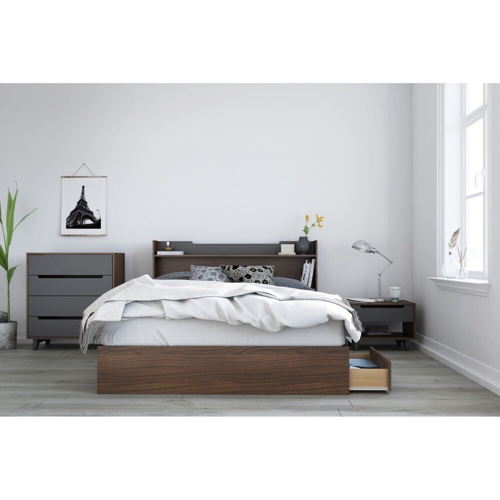 Nexera Alibi 3 Drawer Storage Bed  Walnut