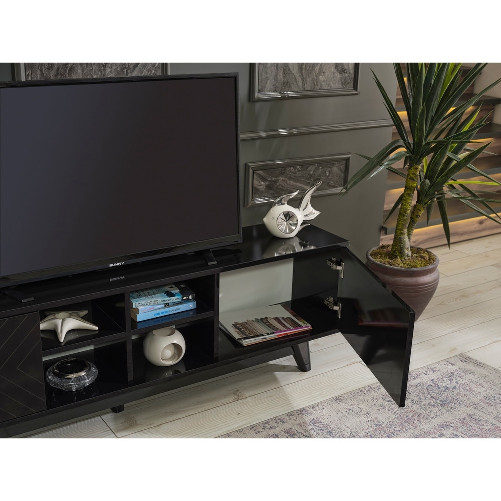 Laydi 2 Door Cabinet 4 Cubby Hole Shelves TV Stand for TVs up to 80\