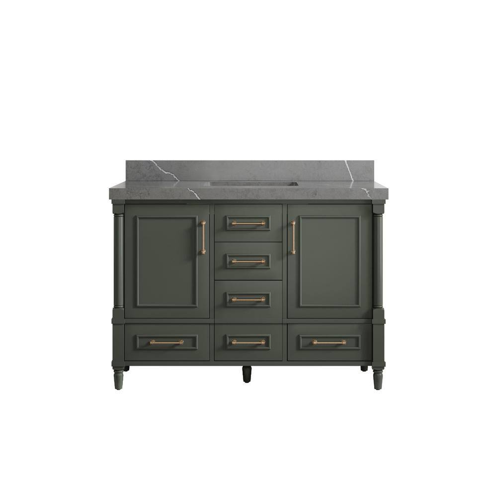 Willow Collections Hudson 48 in. W x 22 in. D x 36 in. H Bath Vanity in Pewter Green with 2 in. Piatra Gray Quartz Top HDSN_PGN_PT_GR_48S